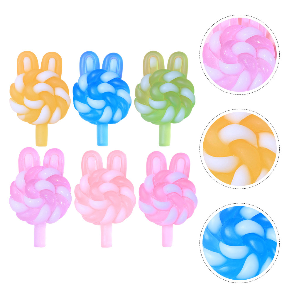 Resin Art Materials - 24 Stück niedliche Cartoon-Lollipop-Anhänger in Hasenform,