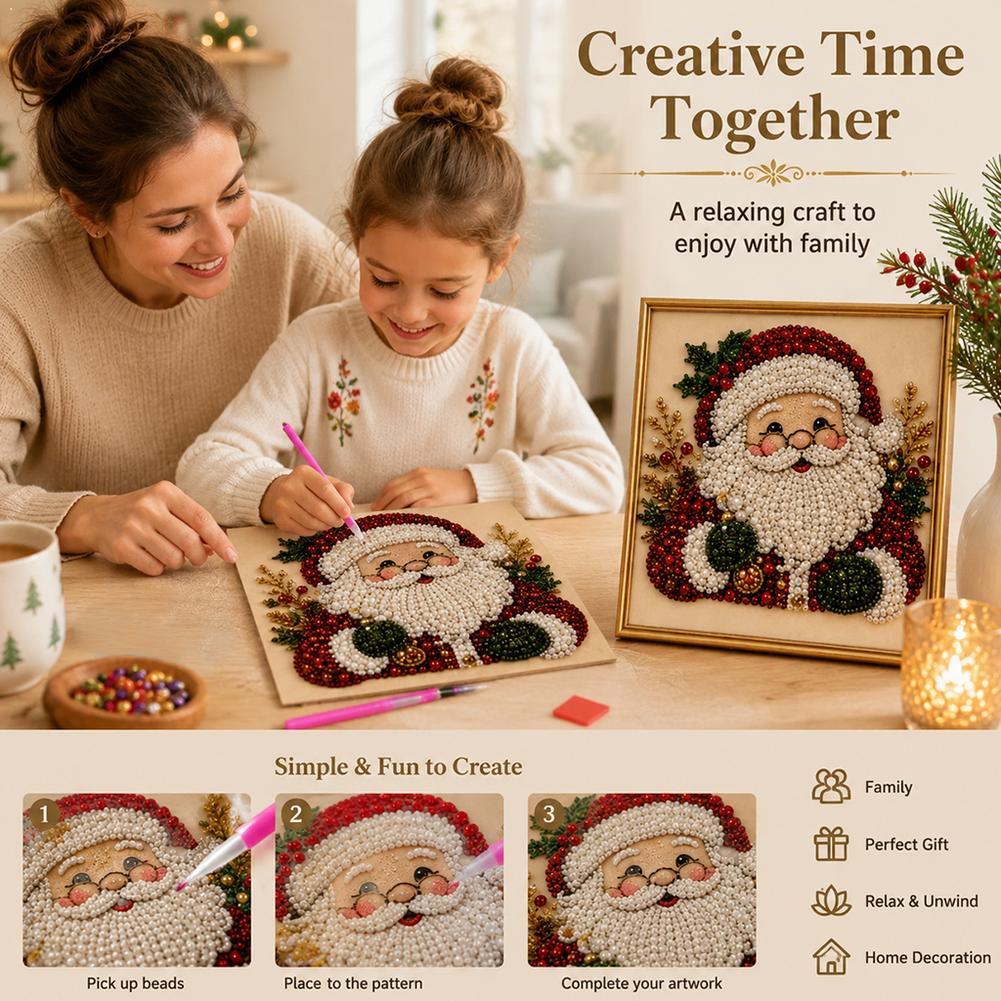 Resin Art Diy - Weihnachtsmann Perlen-Kunst DIY-Set Gerahmte Perlen-Stickerei Wanddekoration