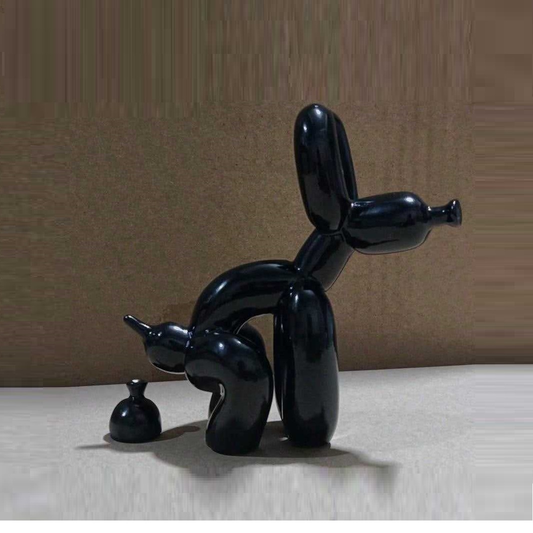 Resin Art With Wood - Moderne Kunst-Hocken-Ballon-Hund-Tier-Dekorationsstatue, geeignet für den Innenbereich,