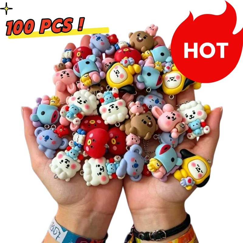 Resin Art Gift Ideas - 7 Stück BT21 Harz-Cartoon-Anhänger DIY-Zubehör Bastelbedarf