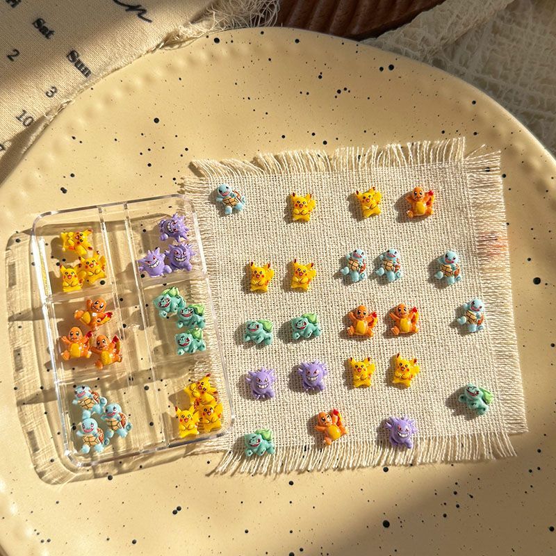 Resin Art Diy - Pokemon-Nagelkunst-Accessoires, niedliche Mini-3D-Squirtle- und Gengar-Harz-DIY-Nageldekorationen, ein