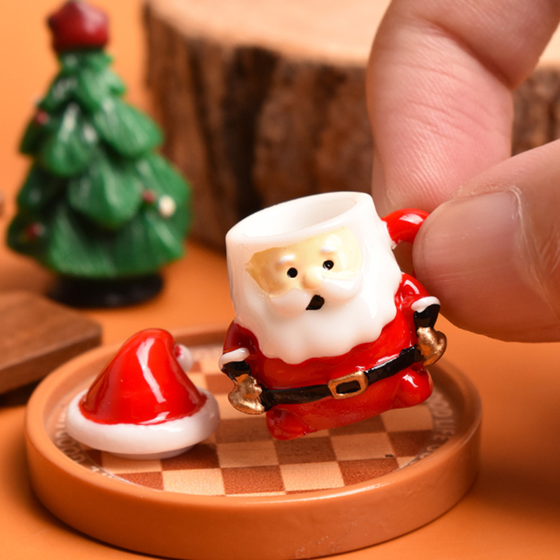 Resin Art Materials - Mini-Weihnachtsmann-Teetasse-Ornament – Puppenhaus-Dekoration aus Kunstharz für