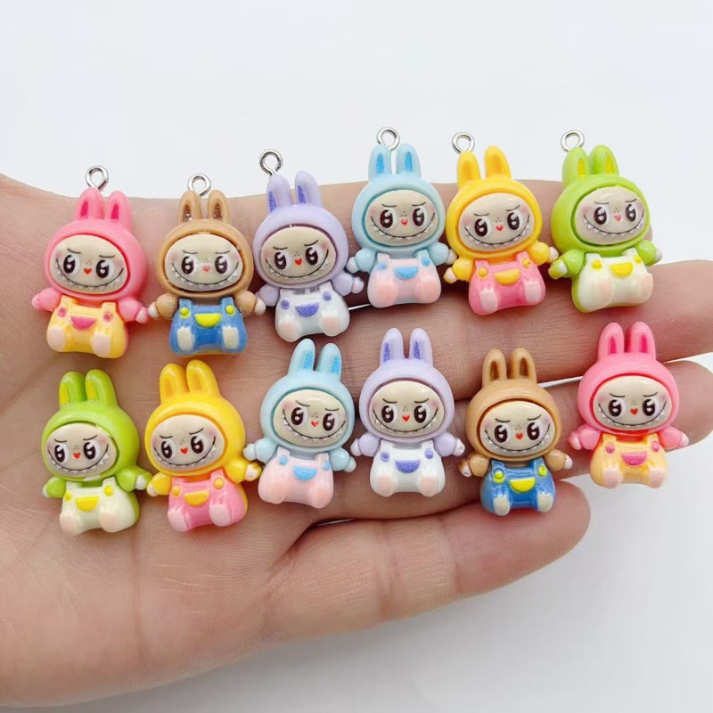 Resin Art Gift Ideas - 10 Stück Kawaii Hasen-Erdbeerhaus Harz-Anhänger, Niedliche