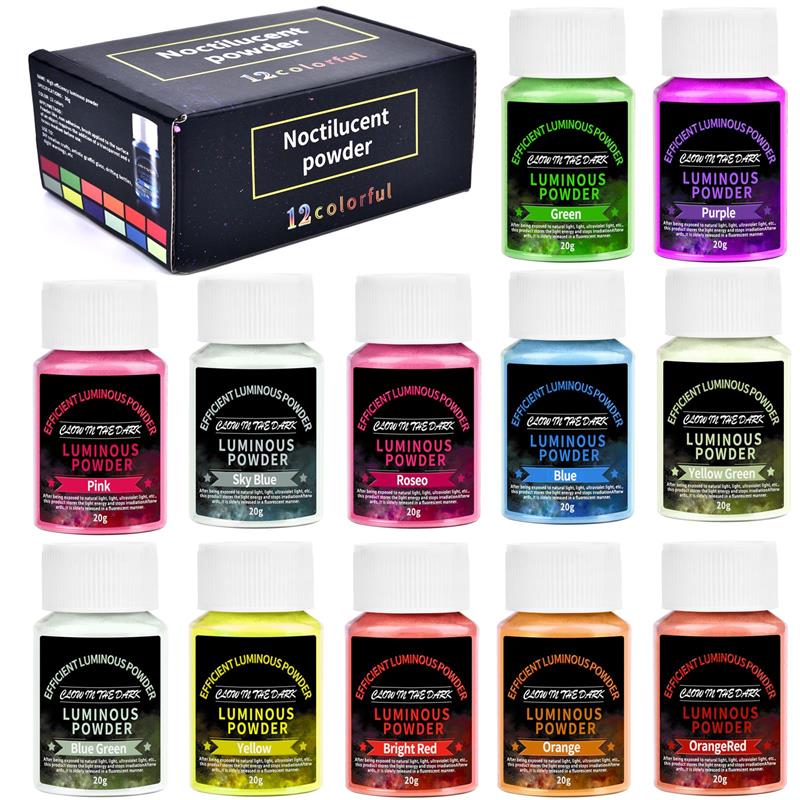 Glitter Powder Resin - Leuchtpulver-Sets, Epoxidharz-Pigment-Kits, im Dunkeln leuchtendes Glitzerpulver-Pigment,