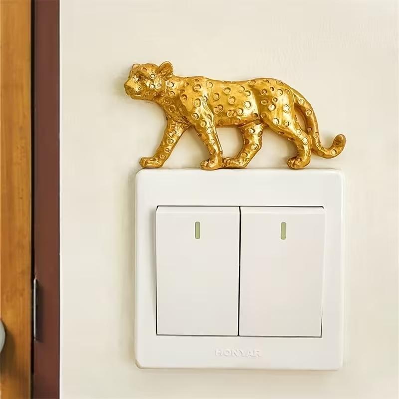 Resin Art Easy - Leoparden-Lichtschalter-Dekoration Selbstklebende Abnehmbare Harzfigur Einfache Installation