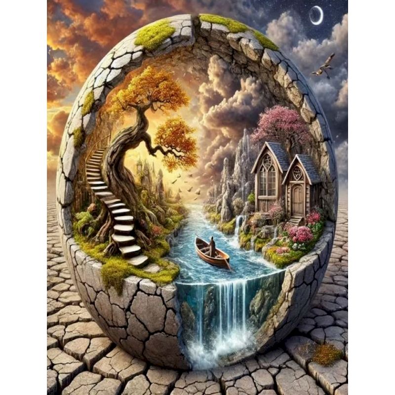 Resin Art Ideas - 5D-Diamantmalerei-Sets für Erwachsene, Diamantkunst-Landschaftsmalerei mit runden